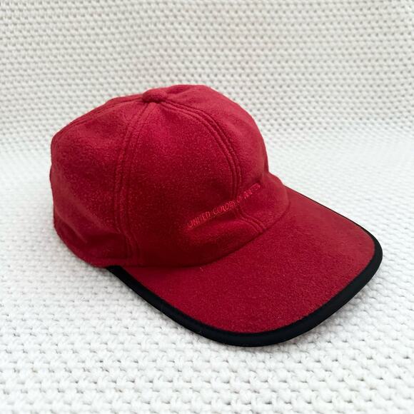 United Colors of Benetton Vintage Red on Red Fleece Black Trim Cap Hat Y2K OS - Picture 1 of 11